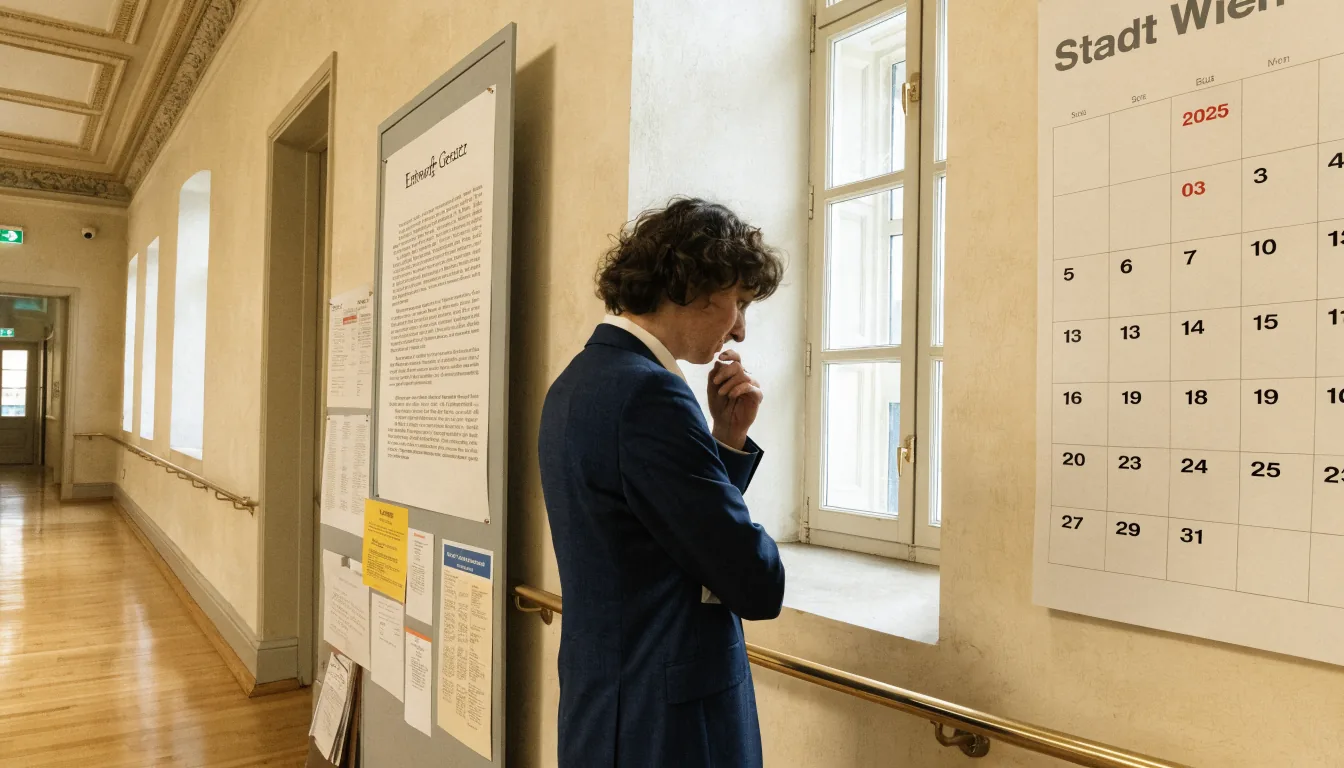 Stadthausflur mit Kalender und Entwurf